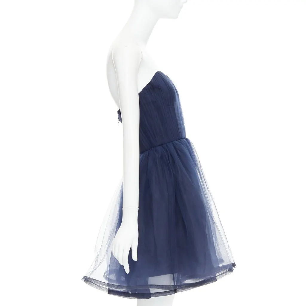 Alice & Olivia Landi Gathered Navy Polyamide Very good - Model View