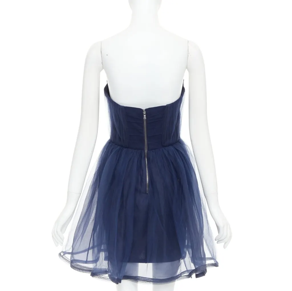 Alice & Olivia Landi Gathered Navy Polyamide Very good - Box View