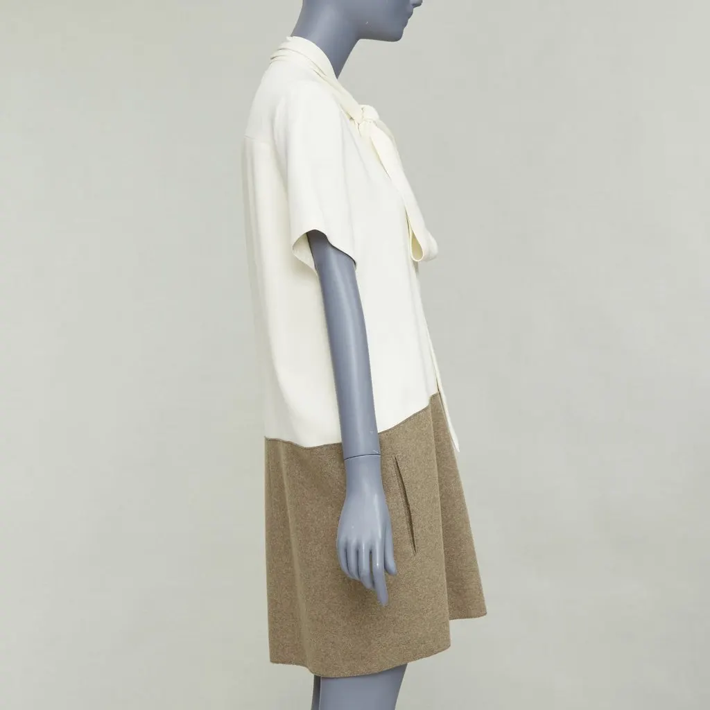 Celine Ecru Silk Dress Beige Silk Very good - Model View
