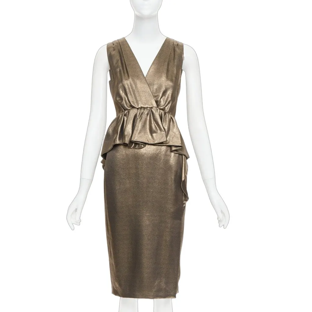 Moschino Gold Polyester Dress Gold Polyester Very good - Front View