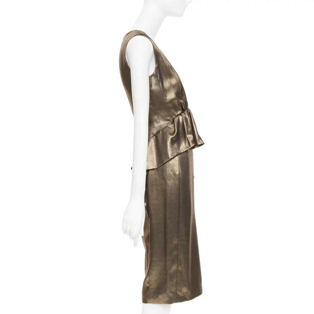 Moschino Gold Polyester Dress Gold Polyester Very good - Model View