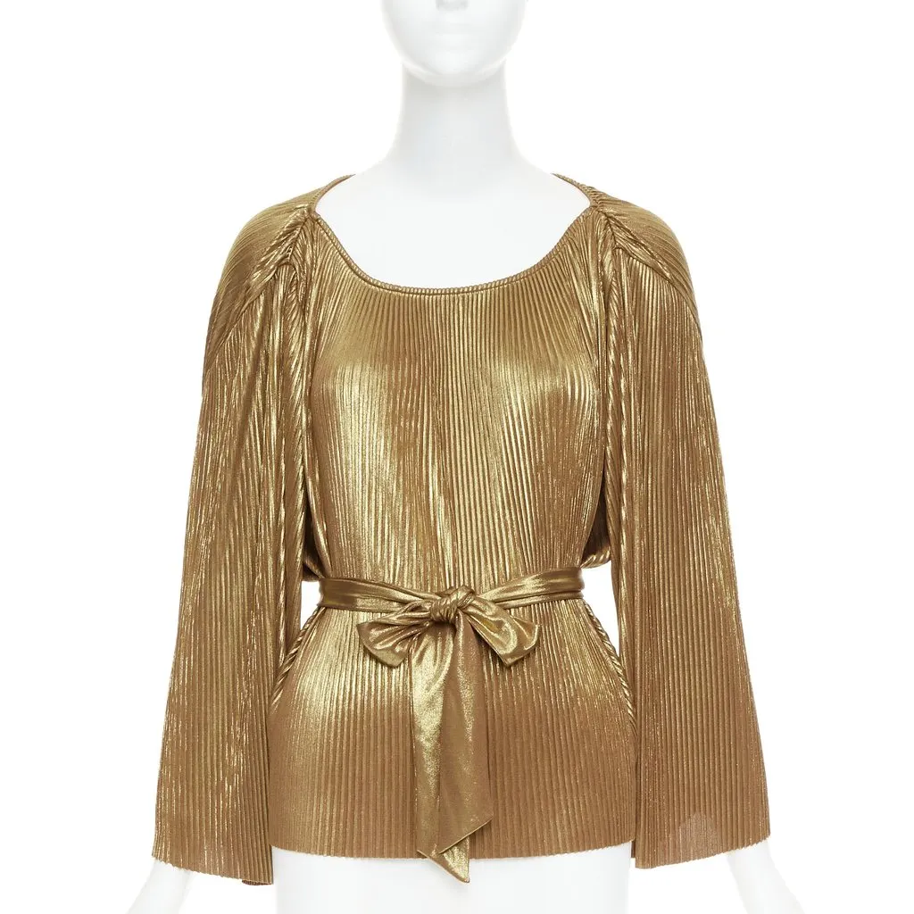 Halston Heritage Gold Polyester Top Gold Polyester Very good - Front View