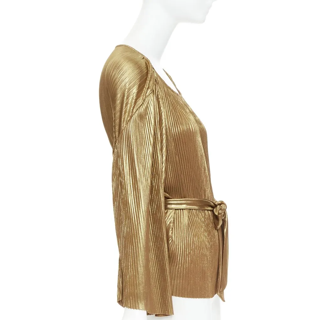 Halston Heritage Gold Polyester Top Gold Polyester Very good - Model View