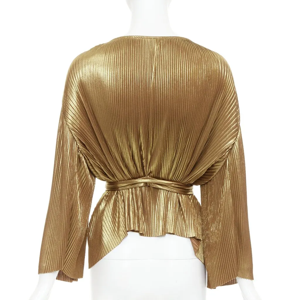 Halston Heritage Gold Polyester Top Gold Polyester Very good - Box View