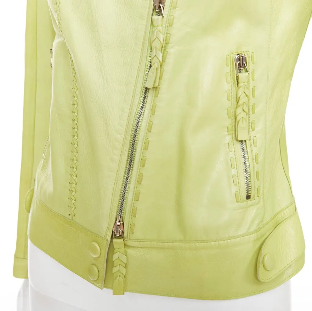 Roberto Cavalli Green Leather Leather Jacket Green Leather Very good - Back View
