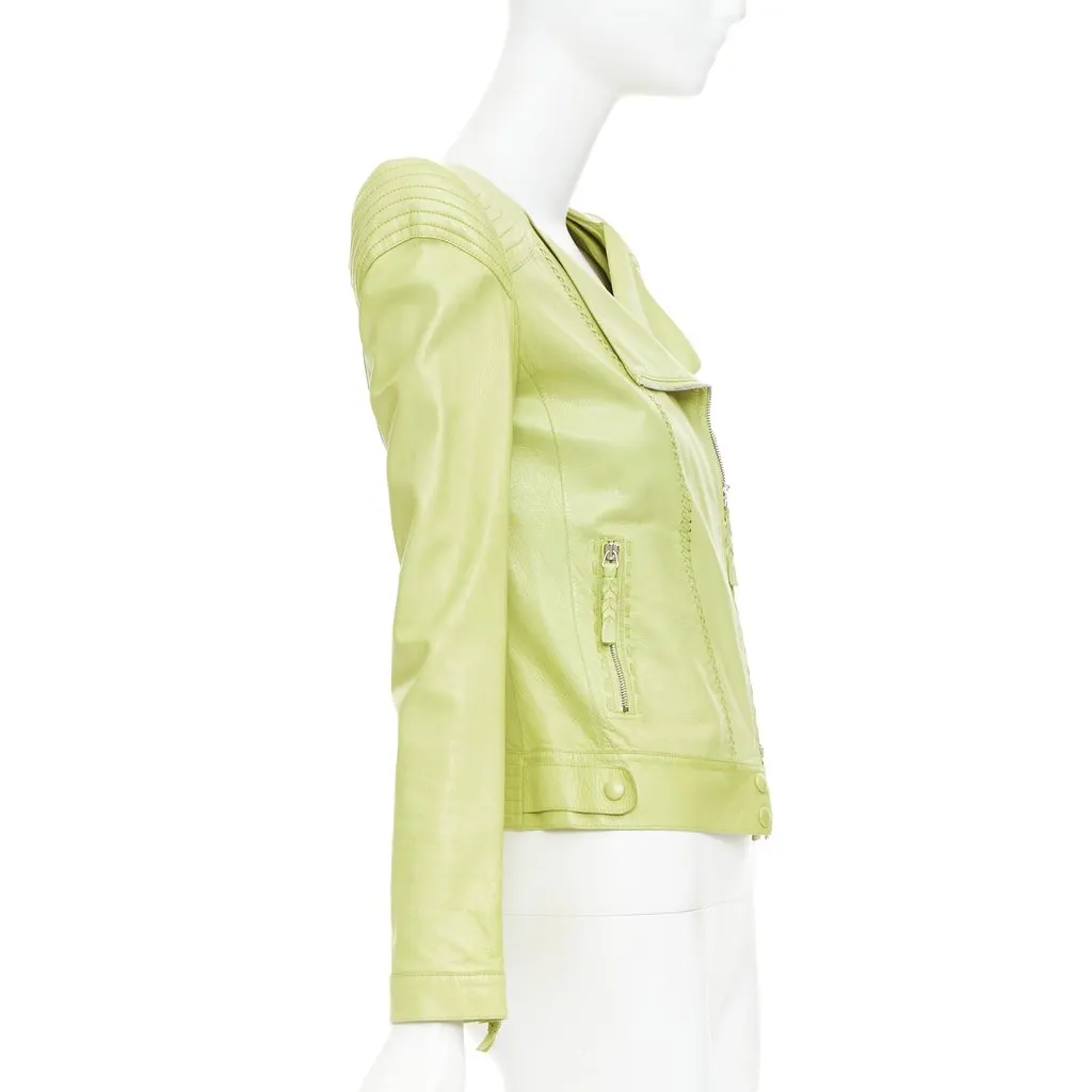 Roberto Cavalli Green Leather Leather Jacket Green Leather Very good - Box View