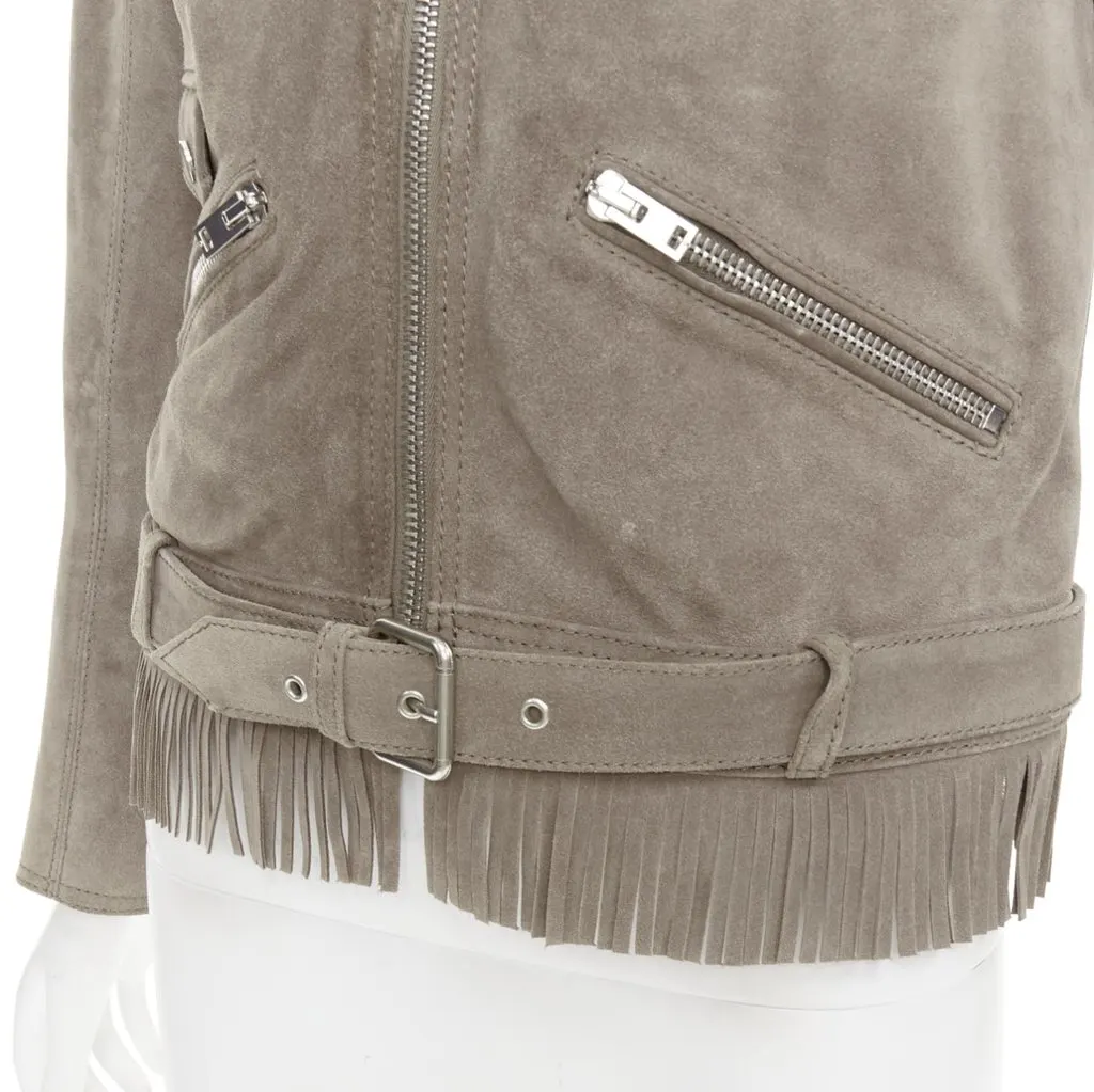 The Kooples Khaki Leather Leather Jacket Khaki Leather Good - Back View