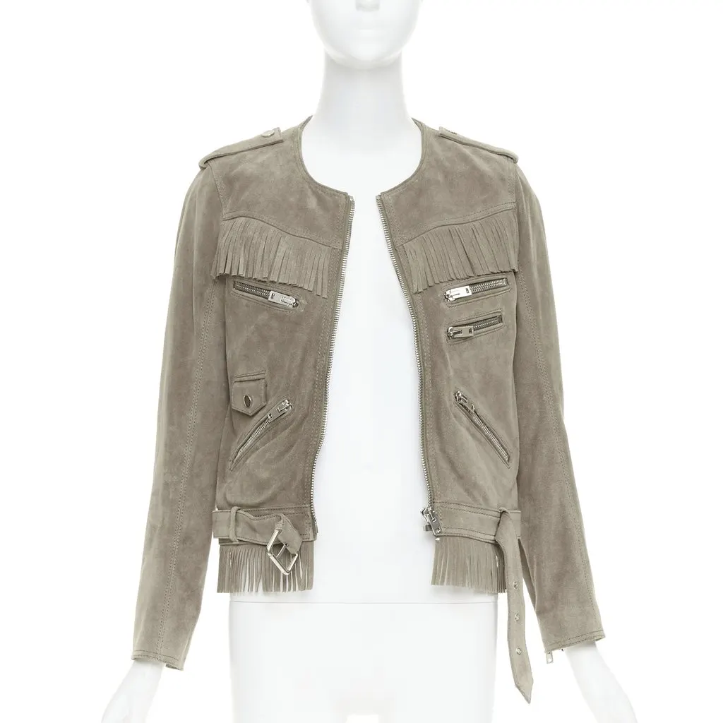 The Kooples Khaki Leather Leather Jacket Khaki Leather Good - Inside View