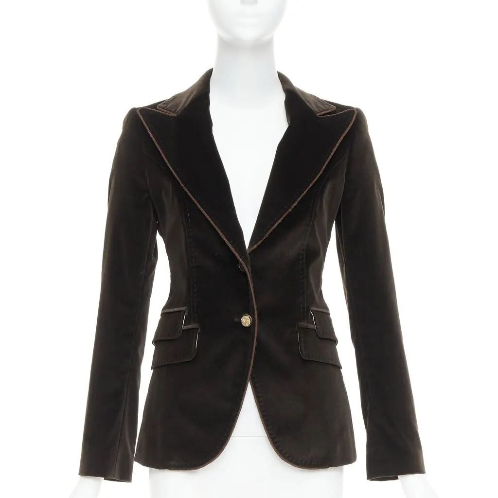 Dolce & Gabbana Brown Velvet Jacket Brown Velvet Very good - Front View