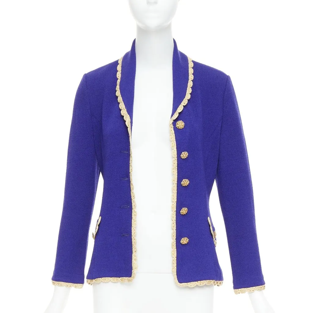 ST JOHN Blue Polyester Jacket Blue Polyester Very good - Front View