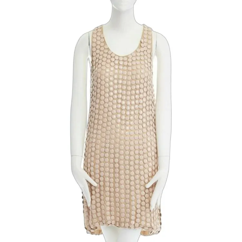 Stella McCartney Metal Paillettes Dress Ecru Silk Fair - Front View