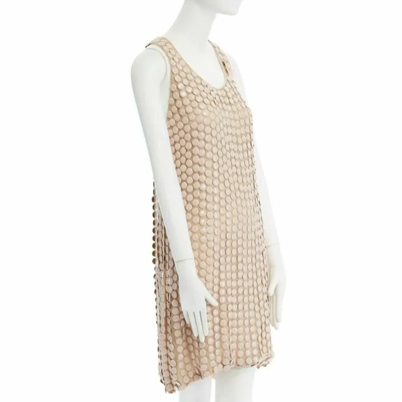Stella McCartney Metal Paillettes Dress Ecru Silk Fair - Inside View