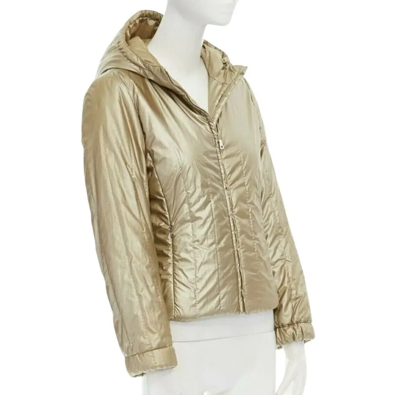 Prada Gold Nylon Winter Jacket Gold Fair - Front View