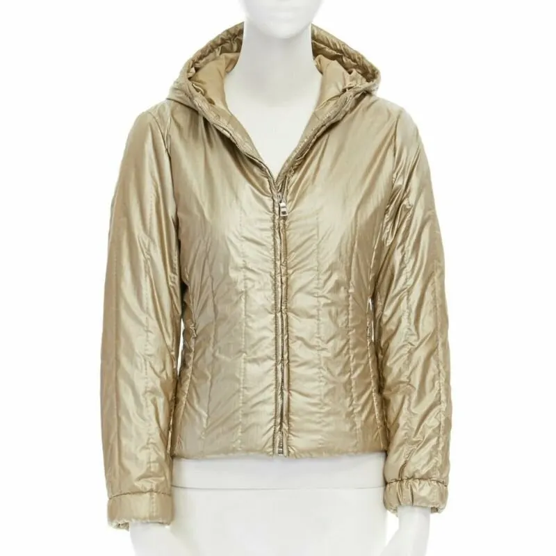 Prada Gold Nylon Winter Jacket Gold Fair - Back View