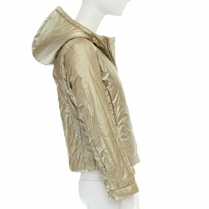 Prada Gold Nylon Winter Jacket Gold Fair - Inside View