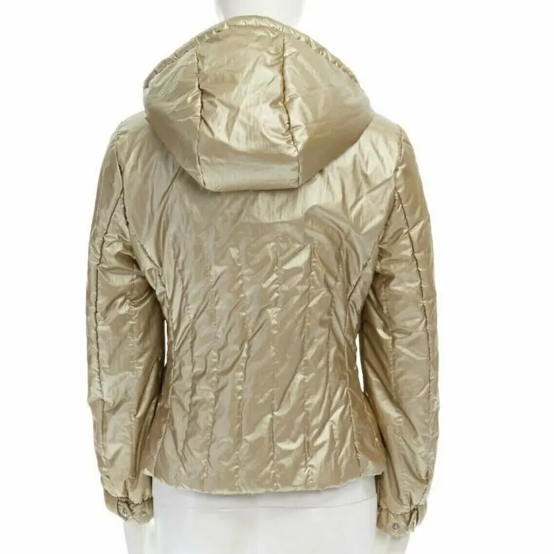 Prada Gold Nylon Winter Jacket Gold Fair - Model View
