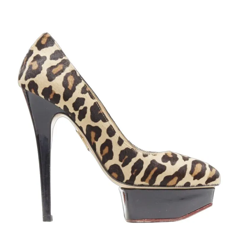 Charlotte Olympia Dolly Platform Pumps Brown Leather Fair - Front View