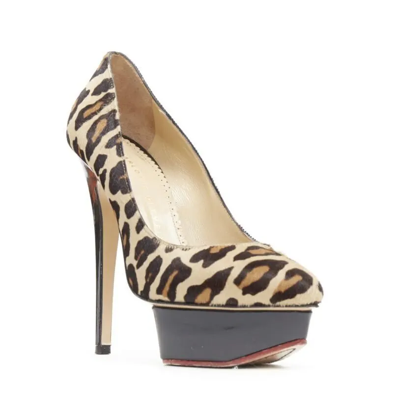 Charlotte Olympia Dolly Platform Pumps Brown Leather Fair - Back View