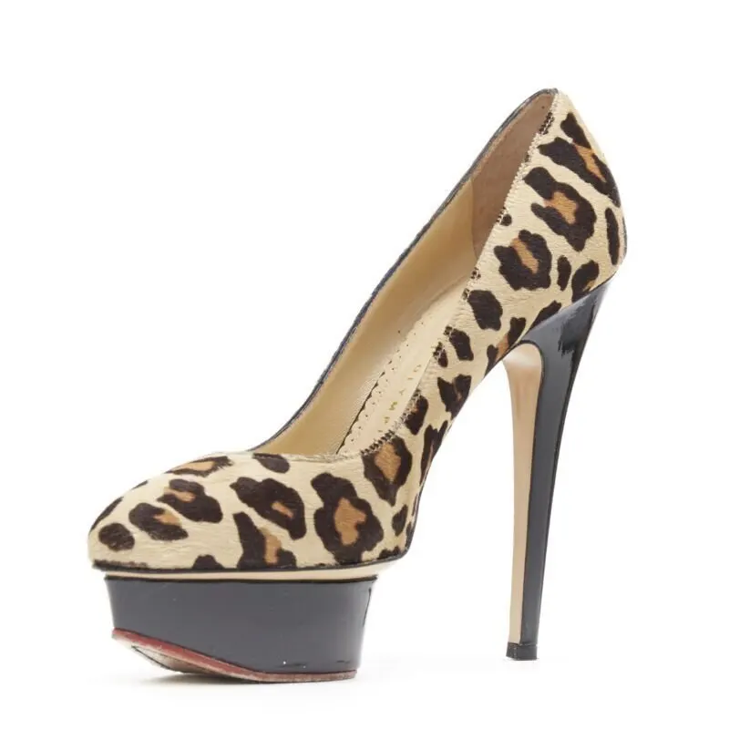 Charlotte Olympia Dolly Platform Pumps Brown Leather Fair - Model View