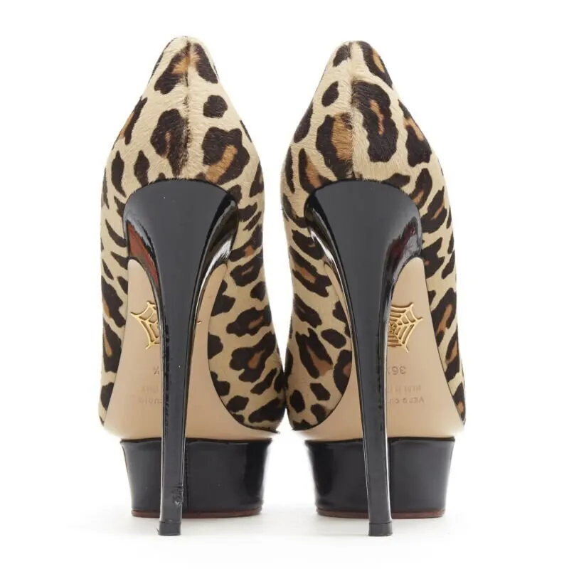 Charlotte Olympia Dolly Platform Pumps Brown Leather Fair - Box View