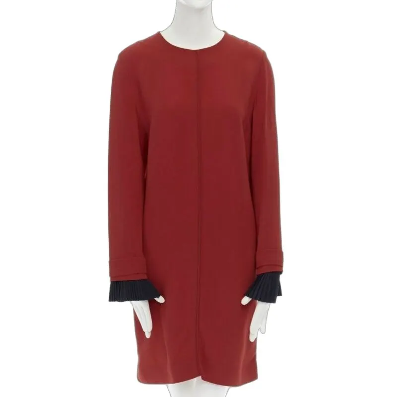 Victoria Beckham Pleated Cuff Dress Red Polyester Very good - Front View