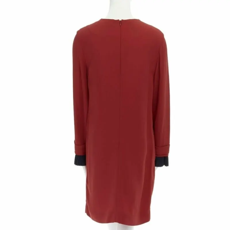 Victoria Beckham Pleated Cuff Dress Red Polyester Very good - Box View