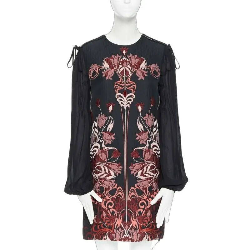 Giambattista Valli Floral Sheer Dress Black Polyester Very good - Front View