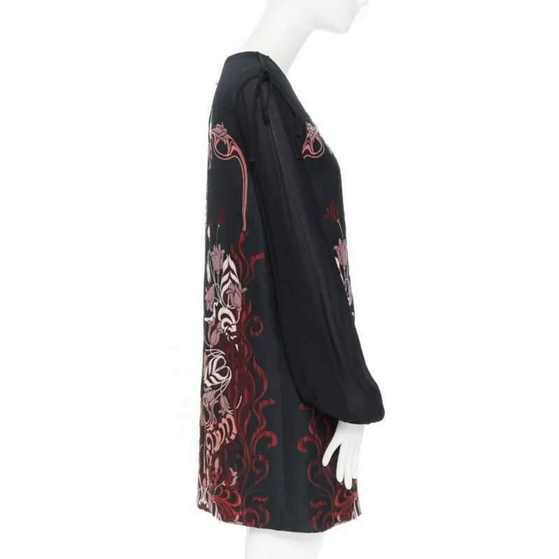Giambattista Valli Floral Sheer Dress Black Polyester Very good - Model View