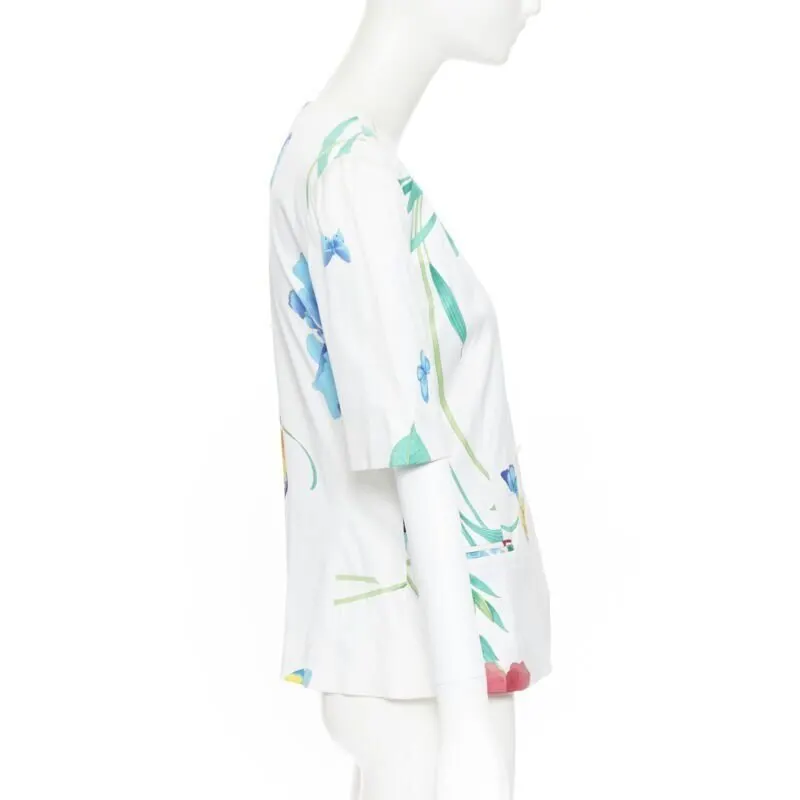 Leonard White Floral Print Jacket White Cotton Fair - Box View