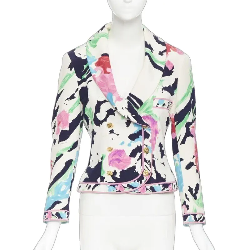 Leonard Cherub Brooch Blazer Beige Silk Fair - Front View