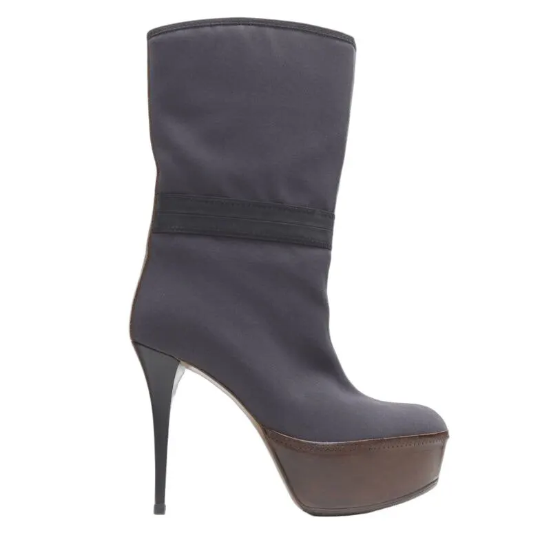 Marni Studded Brogue Chelsea Boots Grey Good - Front View