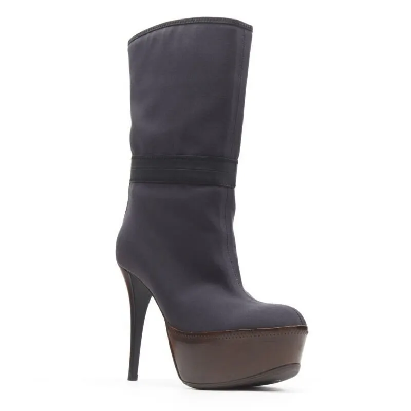 Marni Studded Brogue Chelsea Boots Grey Good - Back View