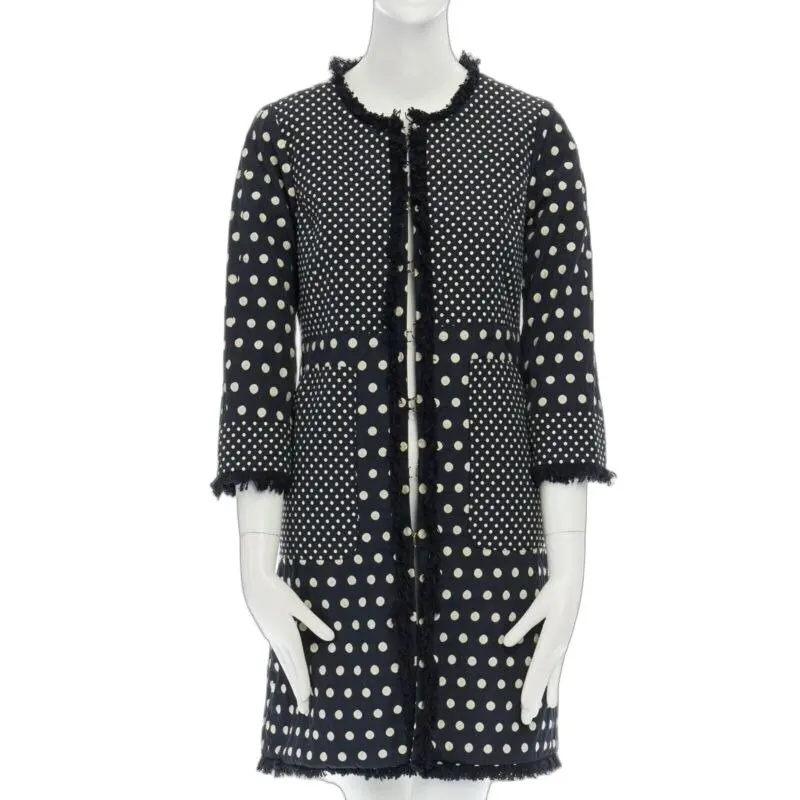 Tory Burch Navy Polka Dot Coat Blue Cotton Very good - Front View