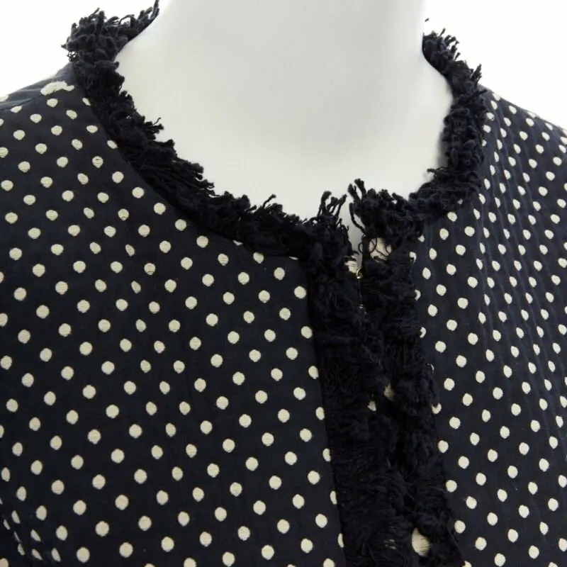 Tory Burch Navy Polka Dot Coat Blue Cotton Very good - Back View