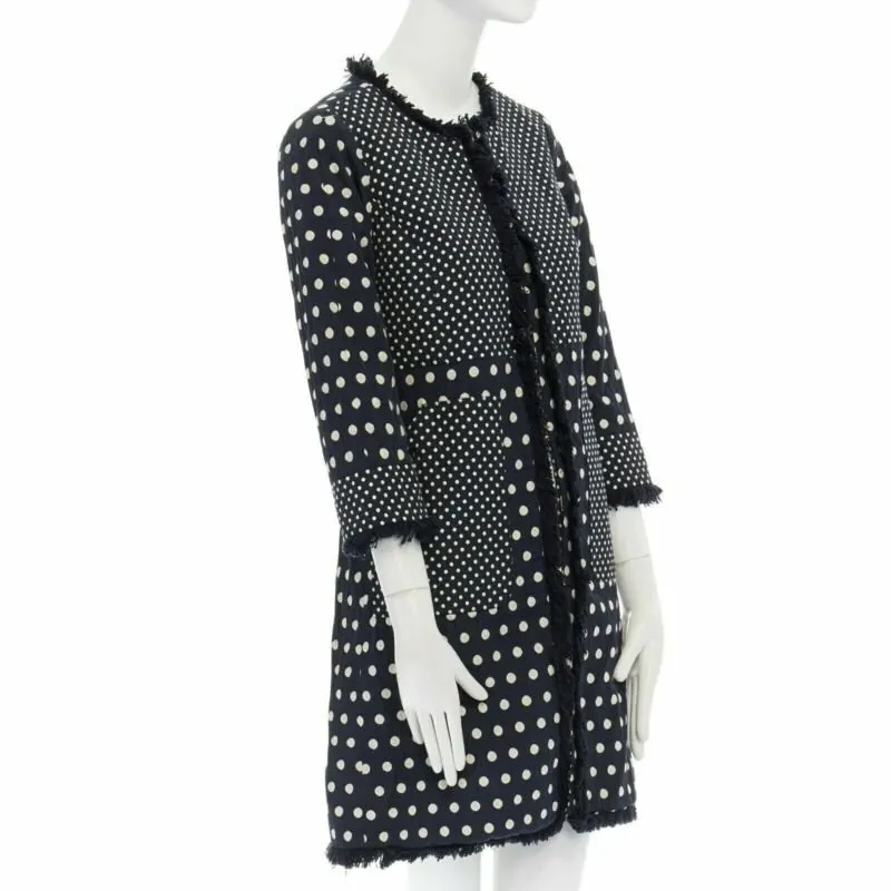 Tory Burch Navy Polka Dot Coat Blue Cotton Very good - Inside View