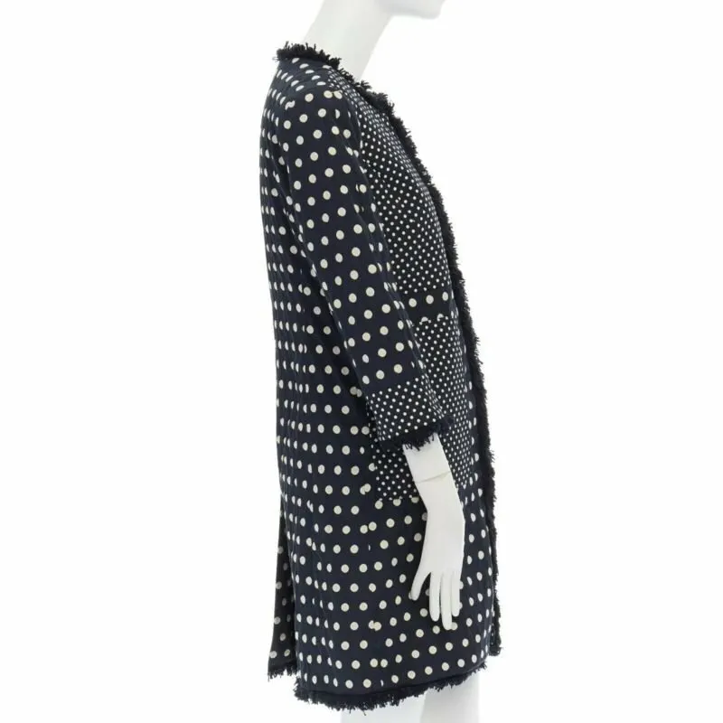 Tory Burch Navy Polka Dot Coat Blue Cotton Very good - Model View