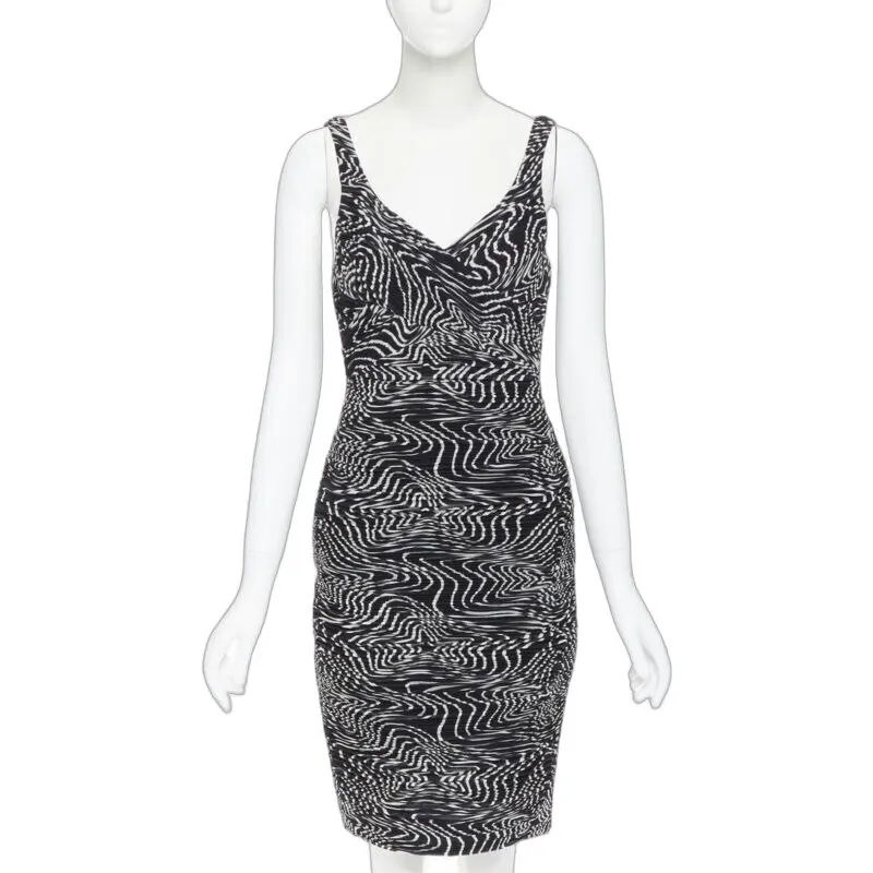 Versace Swirl Cocktail Dress Black Silk Never worn - Front View