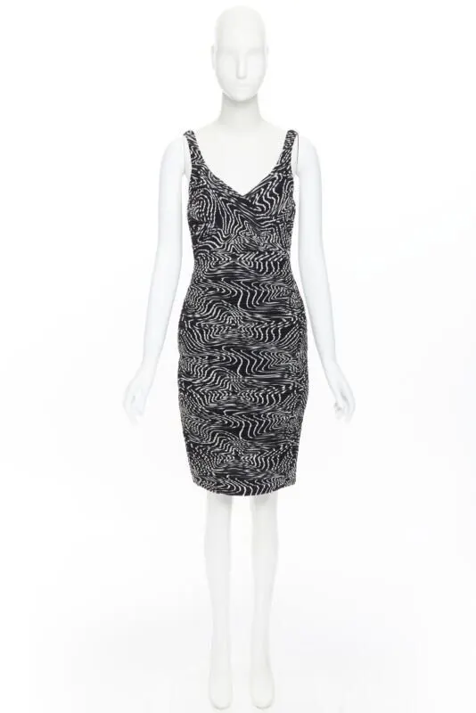Versace Swirl Cocktail Dress Black Silk Never worn - Inside View