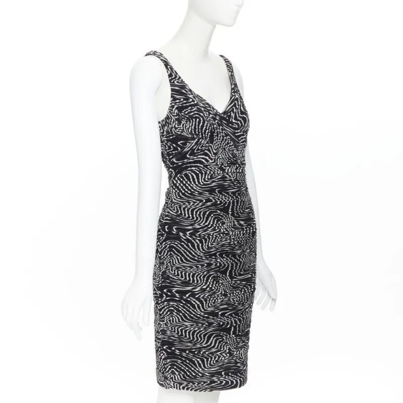 Versace Swirl Cocktail Dress Black Silk Never worn - Model View