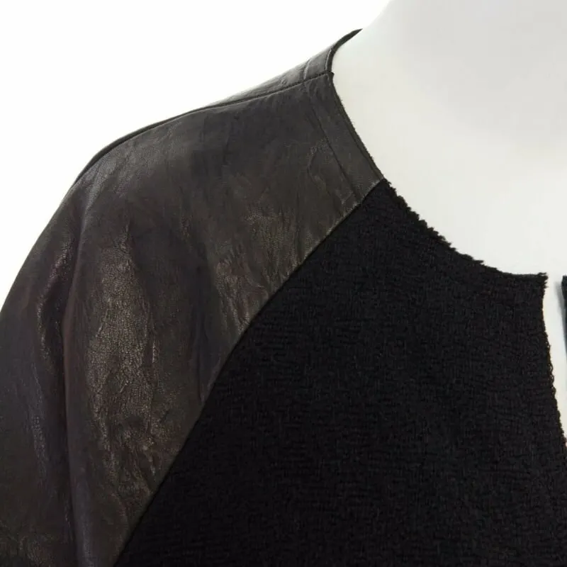 Isabel Marant Leather Sleeve Wool Bomber Black Wool Fair - Back View