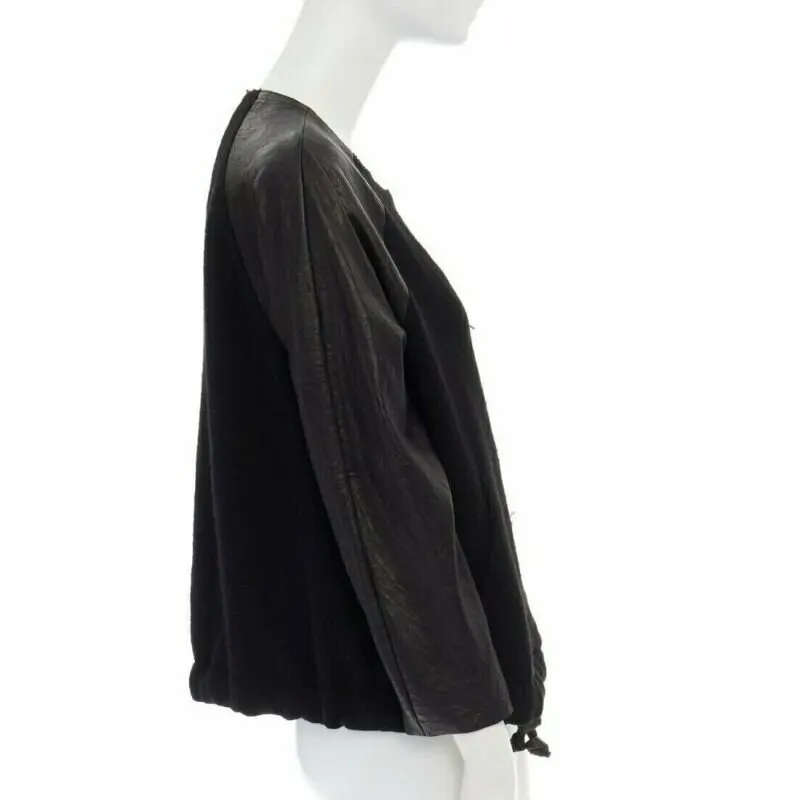 Isabel Marant Leather Sleeve Wool Bomber Black Wool Fair - Model View