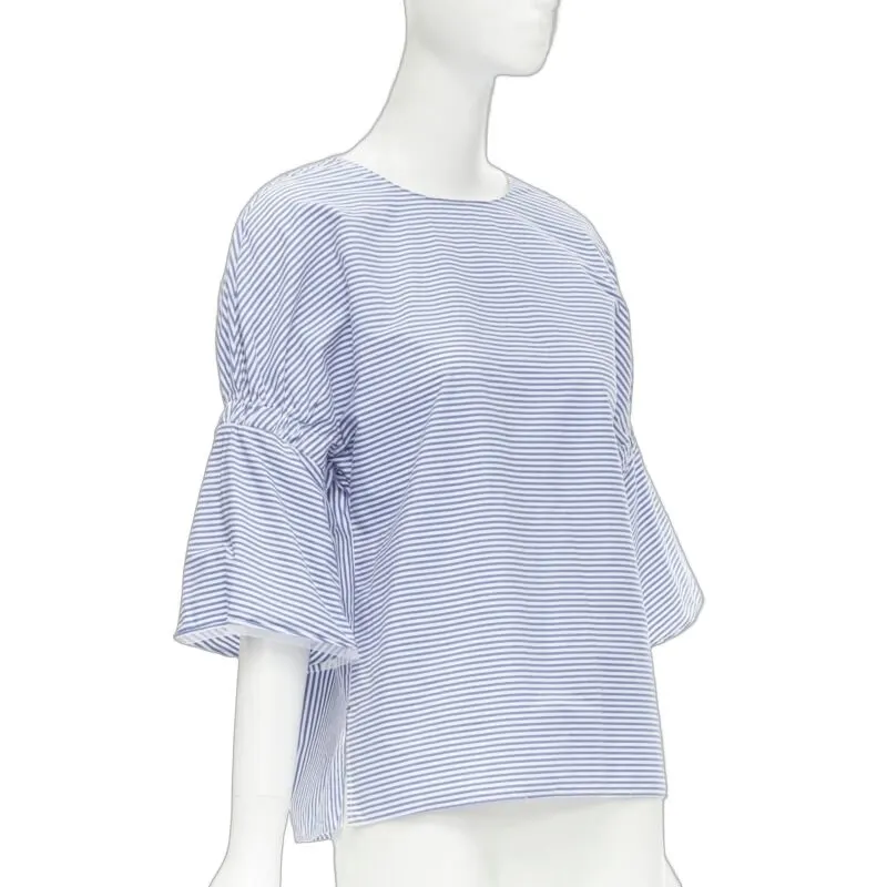 Tibi Striped Bell Top Blue Cotton Never worn - Front View