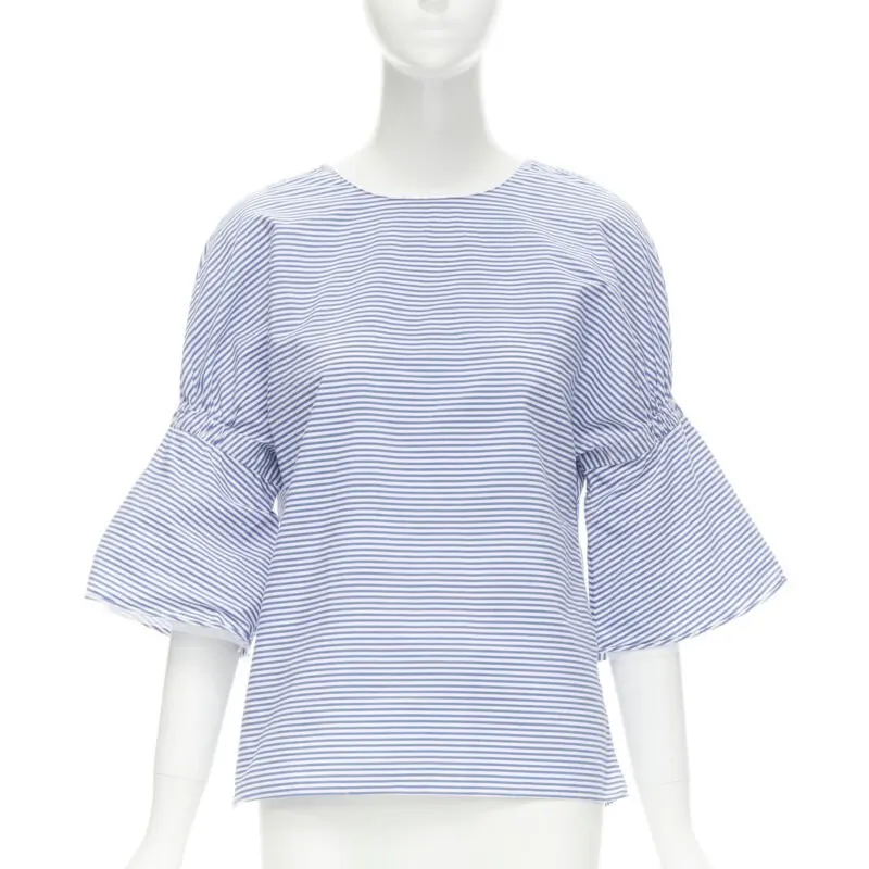 Tibi Striped Bell Top Blue Cotton Never worn - Inside View