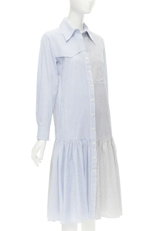Tibi Striped Shirt Dress Blue Cotton Never worn - Inside View