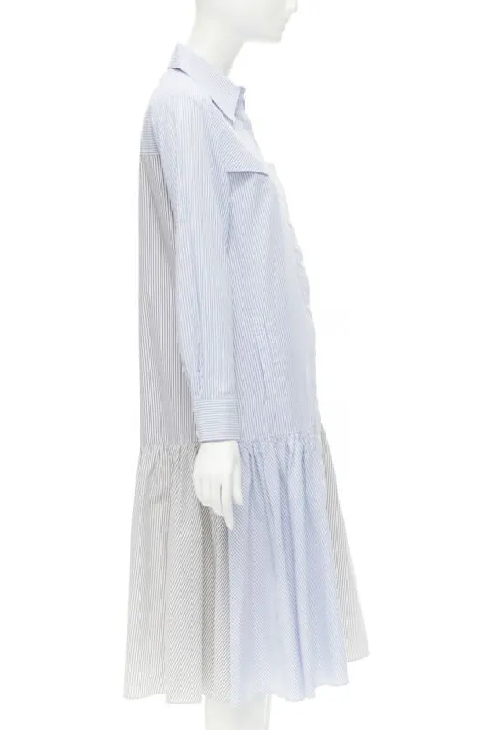 Tibi Striped Shirt Dress Blue Cotton Never worn - Model View