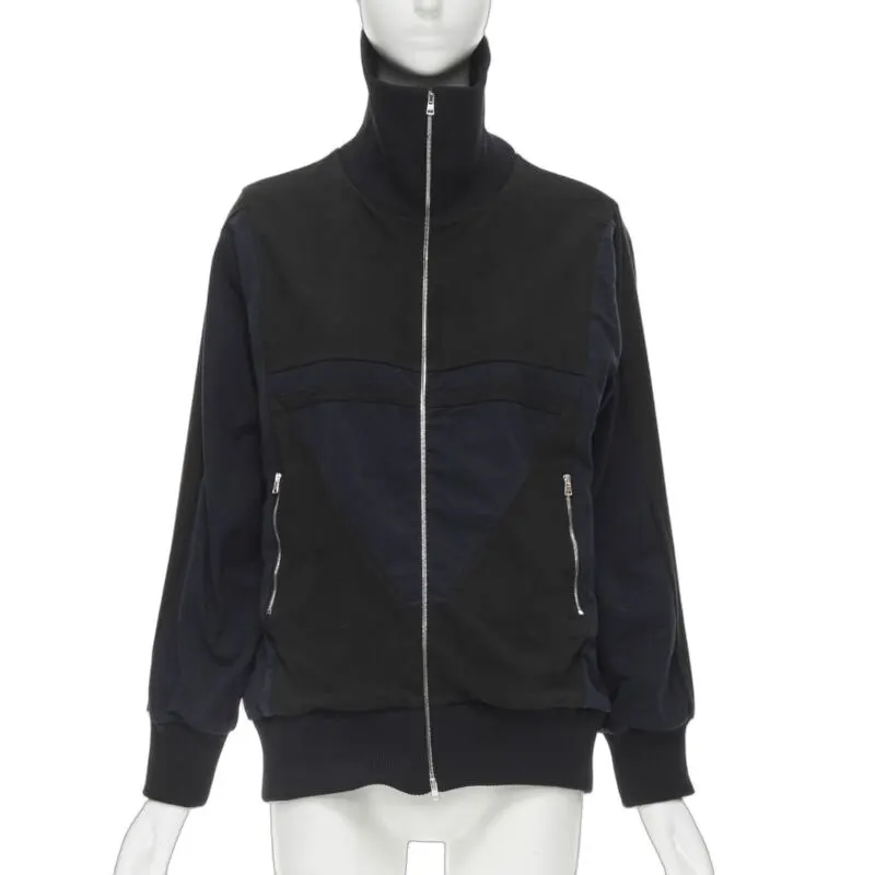 Marni Navy White Patchwork Jacket Black Cotton Never worn - Front View
