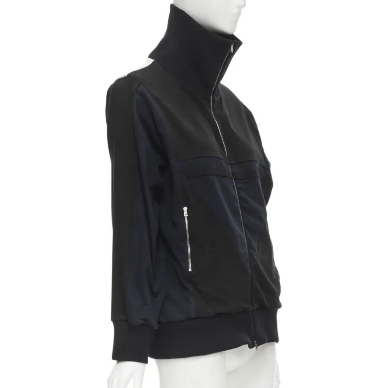 Marni Navy White Patchwork Jacket Black Cotton Never worn - Model View
