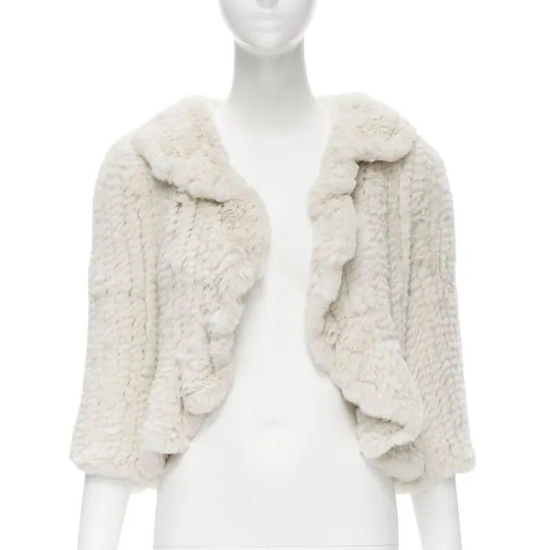 Matthew Williamson Beige Fur Ruffle Jacket Beige Fur Never worn - Front View
