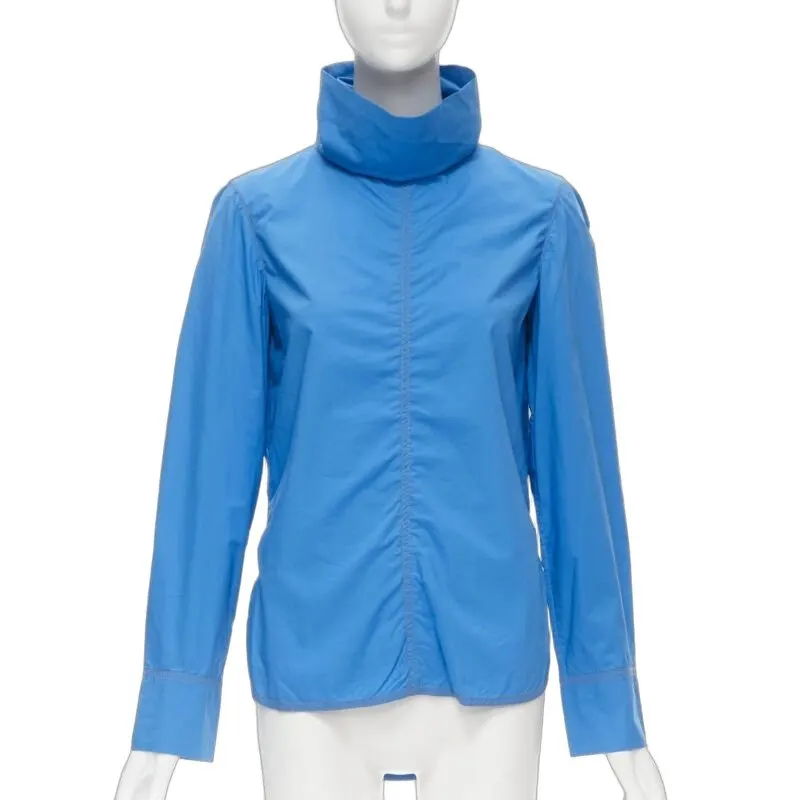 Marni Funnel Neck Shirt Blue Cotton Never worn - Front View
