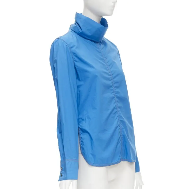 Marni Funnel Neck Shirt Blue Cotton Never worn - Inside View